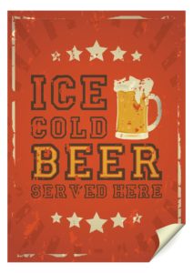 Grunge Ice cold bear served here with red background poster