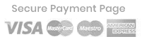 Secure Payment Page Graphic with the logos of Visa, Mastercard, Maestro, American Express