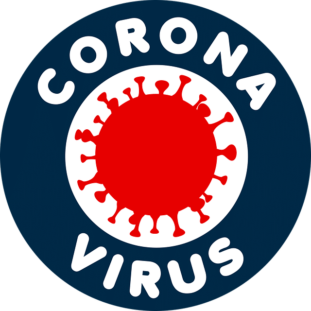 Corona Virus icon with red virus symbol in the center