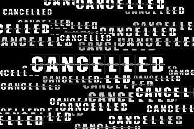 Cancelled black and white sign