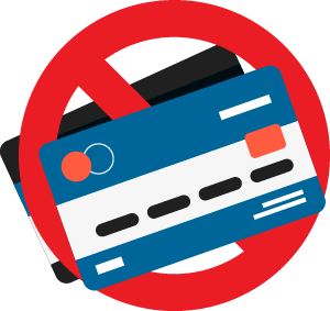 credit cards with a cancel/no-entry sign