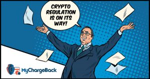A businessman celebrates the coming of crypto regulation