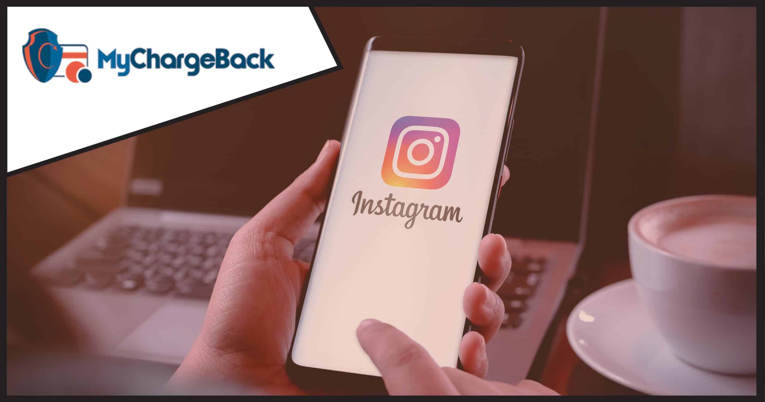 Hands hold a mobile phone featuring the instagram logo, used to illustrate a cryptocurrency scam