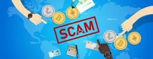 Scam banner with coins