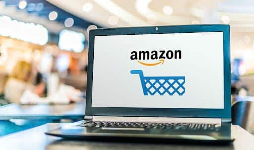 Amazon logo on laptop display